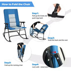 Costway Foldable Rocking Padded Chair Portable Camping Chair with Backrest Armrest Red\Blue