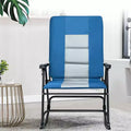Costway Foldable Rocking Padded Chair Portable Camping Chair with Backrest Armrest Red\Blue