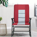 Costway Foldable Rocking Padded Chair Portable Camping Chair with Backrest Armrest Red\Blue