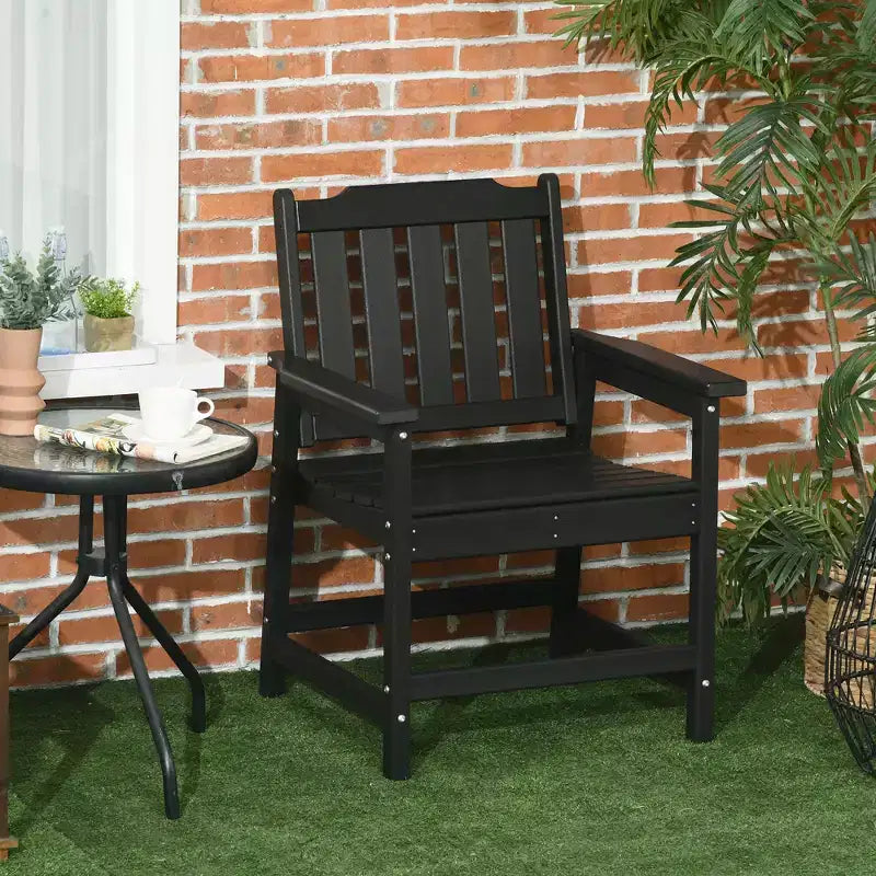 Outsunny Plastic Patio Chairs, Outdoor Dining Chair with Armrests, Outdoor Armchair for Lawn, Garden, Poolside, Backyard,