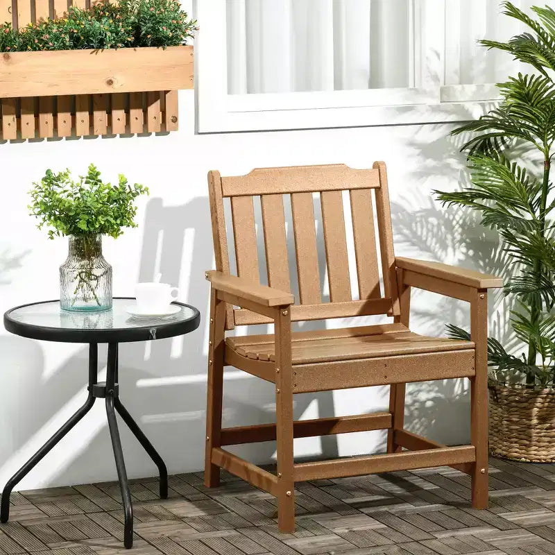 Outsunny Plastic Patio Chairs, Outdoor Dining Chair with Armrests, Outdoor Armchair for Lawn, Garden, Poolside, Backyard,