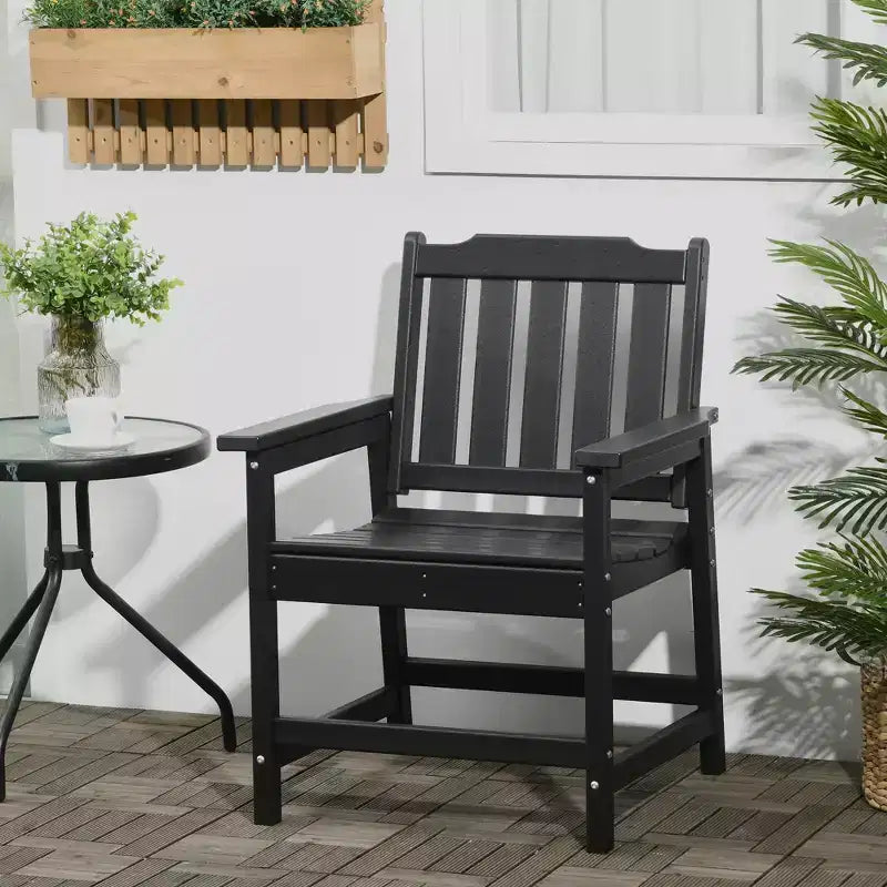 Outsunny Plastic Patio Chairs, Outdoor Dining Chair with Armrests, Outdoor Armchair for Lawn, Garden, Poolside, Backyard,
