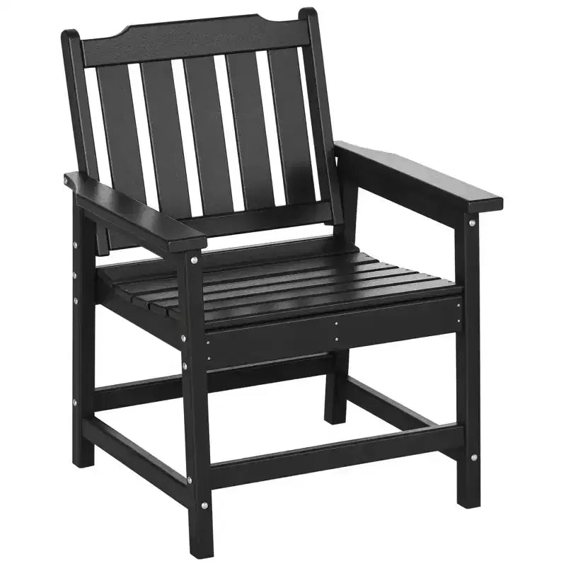 Outsunny Plastic Patio Chairs, Outdoor Dining Chair with Armrests, Outdoor Armchair for Lawn, Garden, Poolside, Backyard,