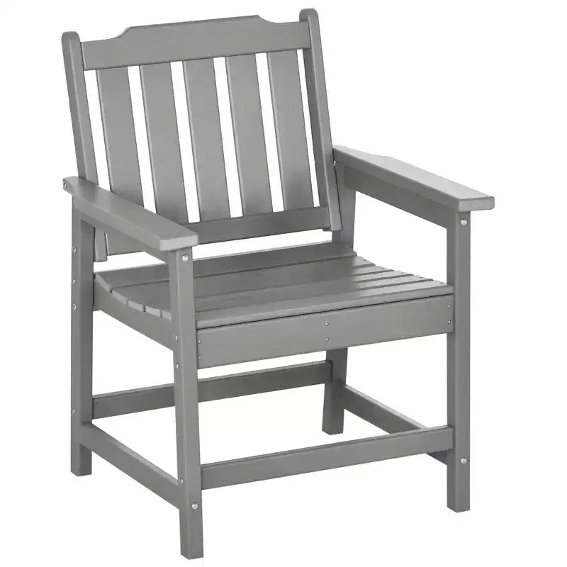 Outsunny Plastic Patio Chairs, Outdoor Dining Chair with Armrests, Outdoor Armchair for Lawn, Garden, Poolside, Backyard,