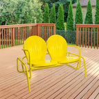 Northlight 2-Person Outdoor Retro Metal Tulip Double Glider Patio Chair, Yellow