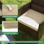 Costway Ensemble de Meubles de Jardin 4 Pièces avec Coussins Lavables et Verre Trempé - Voir les Détails