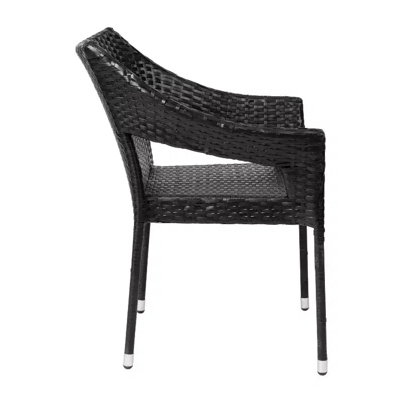 Emma and Oliver All-Weather Indoor/Outdoor Stacking Patio Dining Chairs with Steel Frame and Weather Resistant PE Rattan