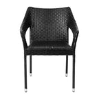 Emma and Oliver All-Weather Indoor/Outdoor Stacking Patio Dining Chairs with Steel Frame and Weather Resistant PE Rattan