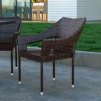 Emma and Oliver All-Weather Indoor/Outdoor Stacking Patio Dining Chairs with Steel Frame and Weather Resistant PE Rattan