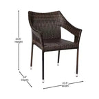 Emma and Oliver All-Weather Indoor/Outdoor Stacking Patio Dining Chairs with Steel Frame and Weather Resistant PE Rattan