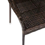 Emma and Oliver All-Weather Indoor/Outdoor Stacking Patio Dining Chairs with Steel Frame and Weather Resistant PE Rattan
