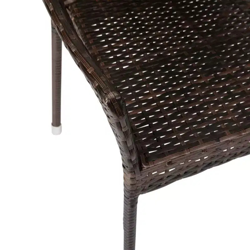 Emma and Oliver All-Weather Indoor/Outdoor Stacking Patio Dining Chairs with Steel Frame and Weather Resistant PE Rattan