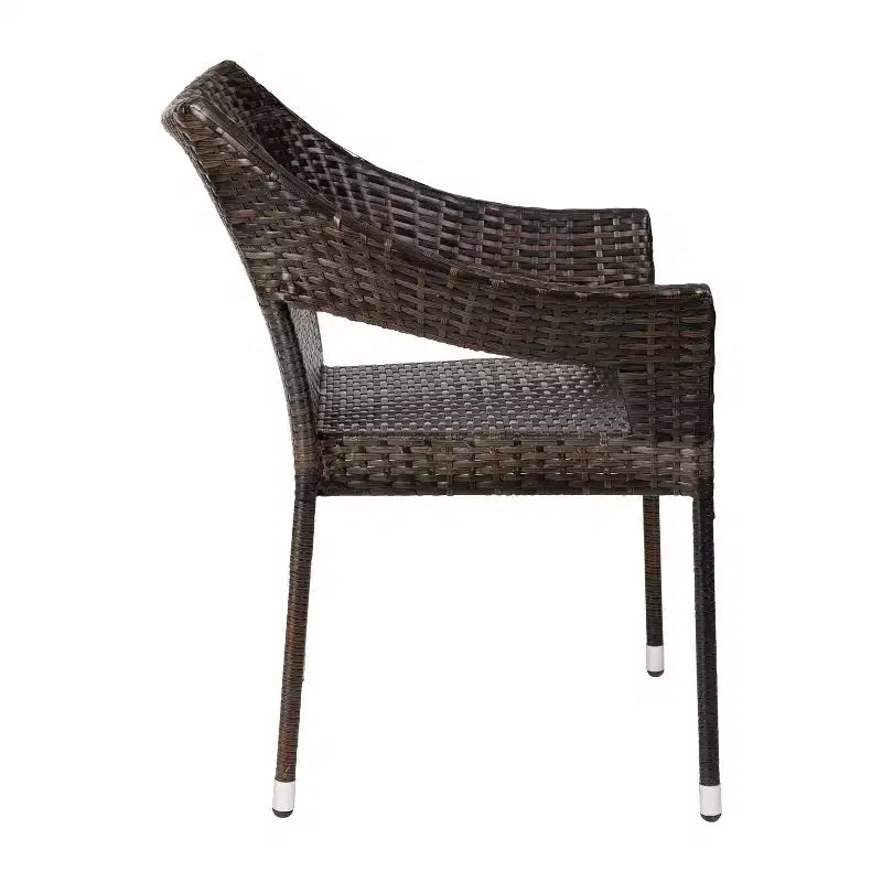 Emma and Oliver All-Weather Indoor/Outdoor Stacking Patio Dining Chairs with Steel Frame and Weather Resistant PE Rattan