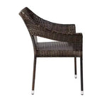 Emma and Oliver All-Weather Indoor/Outdoor Stacking Patio Dining Chairs with Steel Frame and Weather Resistant PE Rattan