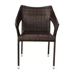 Emma and Oliver All-Weather Indoor/Outdoor Stacking Patio Dining Chairs with Steel Frame and Weather Resistant PE Rattan