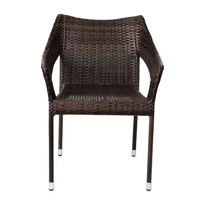 Emma and Oliver All-Weather Indoor/Outdoor Stacking Patio Dining Chairs with Steel Frame and Weather Resistant PE Rattan