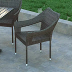 Emma and Oliver All-Weather Indoor/Outdoor Stacking Patio Dining Chairs with Steel Frame and Weather Resistant PE Rattan
