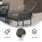 Emma and Oliver All-Weather Indoor/Outdoor Stacking Patio Dining Chairs with Steel Frame and Weather Resistant PE Rattan