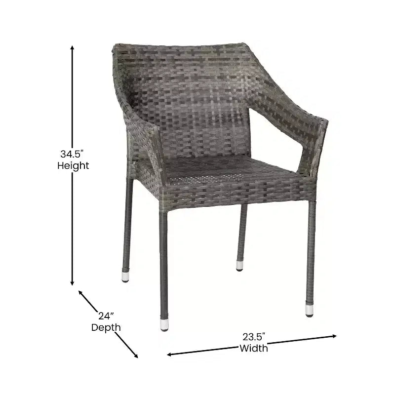 Emma and Oliver All-Weather Indoor/Outdoor Stacking Patio Dining Chairs with Steel Frame and Weather Resistant PE Rattan