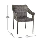 Emma and Oliver All-Weather Indoor/Outdoor Stacking Patio Dining Chairs with Steel Frame and Weather Resistant PE Rattan