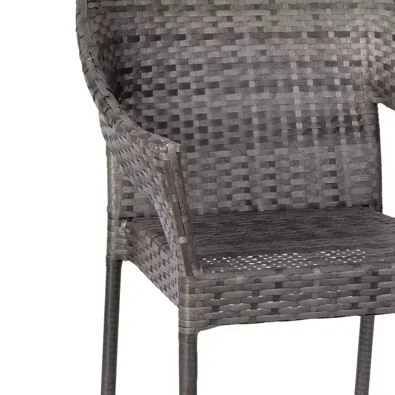 Emma and Oliver All-Weather Indoor/Outdoor Stacking Patio Dining Chairs with Steel Frame and Weather Resistant PE Rattan