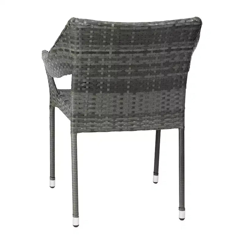 Emma and Oliver All-Weather Indoor/Outdoor Stacking Patio Dining Chairs with Steel Frame and Weather Resistant PE Rattan
