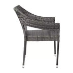 Emma and Oliver All-Weather Indoor/Outdoor Stacking Patio Dining Chairs with Steel Frame and Weather Resistant PE Rattan