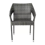 Emma and Oliver All-Weather Indoor/Outdoor Stacking Patio Dining Chairs with Steel Frame and Weather Resistant PE Rattan