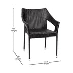 Emma and Oliver All-Weather Indoor/Outdoor Stacking Patio Dining Chairs with Steel Frame and Weather Resistant PE Rattan