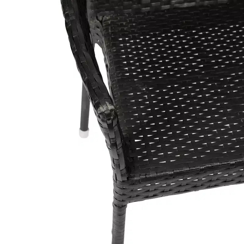 Emma and Oliver All-Weather Indoor/Outdoor Stacking Patio Dining Chairs with Steel Frame and Weather Resistant PE Rattan