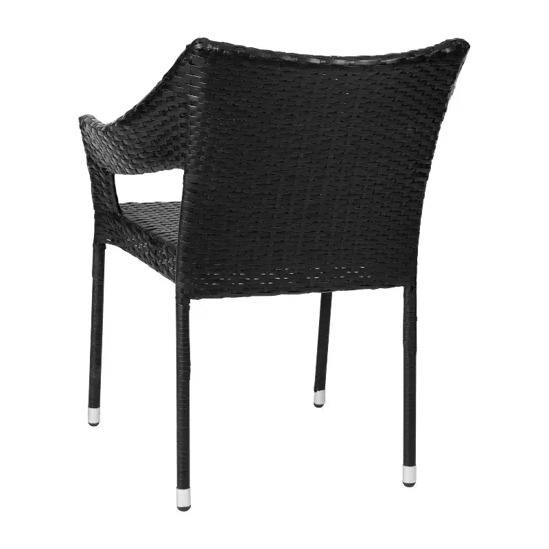 Emma and Oliver All-Weather Indoor/Outdoor Stacking Patio Dining Chairs with Steel Frame and Weather Resistant PE Rattan