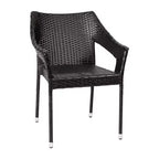 Emma and Oliver All-Weather Indoor/Outdoor Stacking Patio Dining Chairs with Steel Frame and Weather Resistant PE Rattan