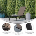 Emma and Oliver Textilene Adjustable 5 Position Patio Chaise Lounge and Metal Frame