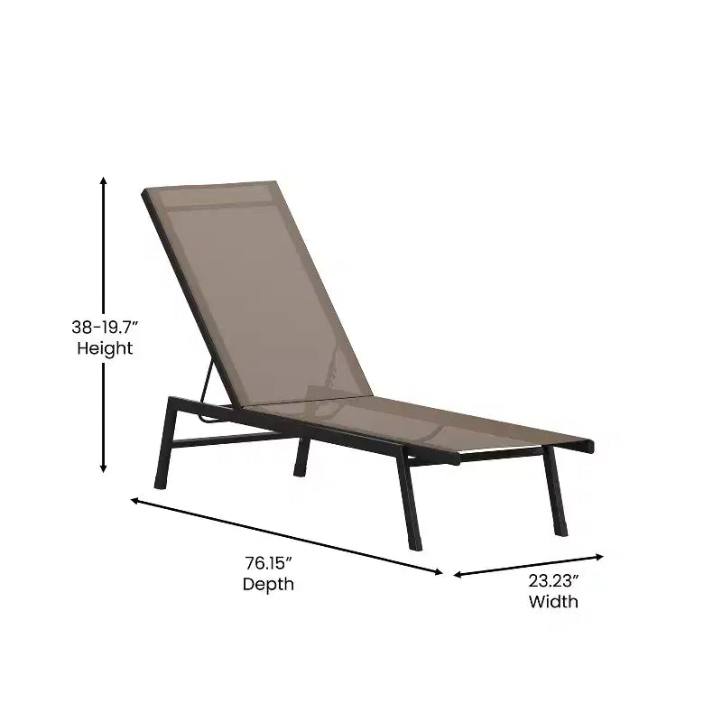 Emma and Oliver Textilene Adjustable 5 Position Patio Chaise Lounge and Metal Frame