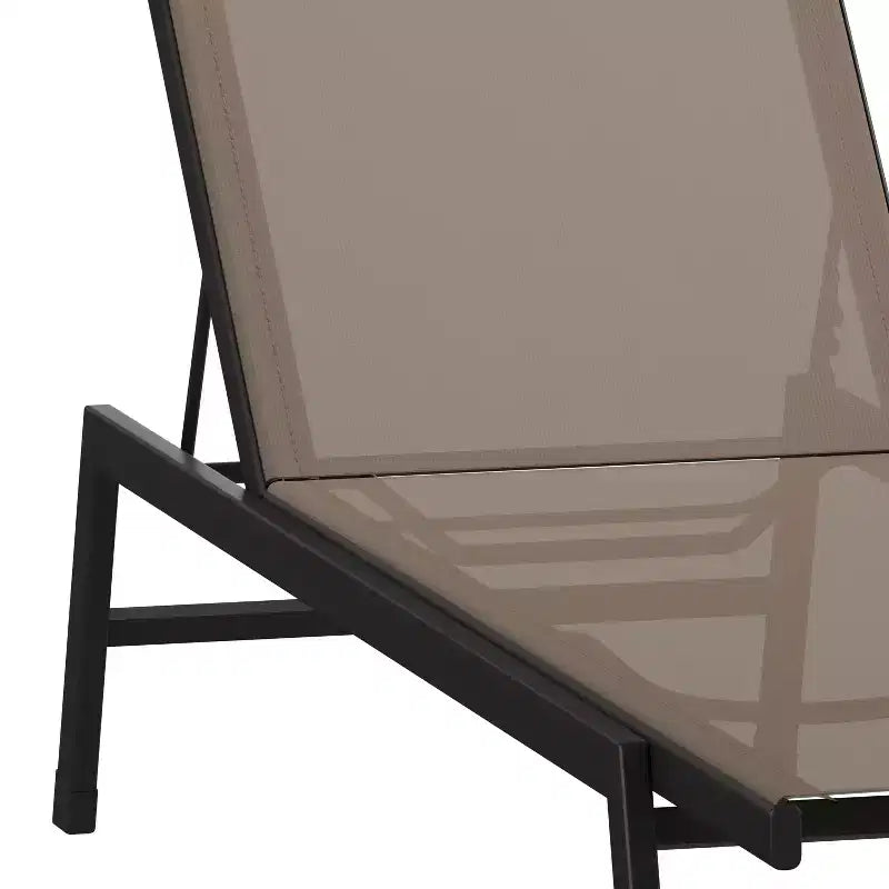 Emma and Oliver Textilene Adjustable 5 Position Patio Chaise Lounge and Metal Frame