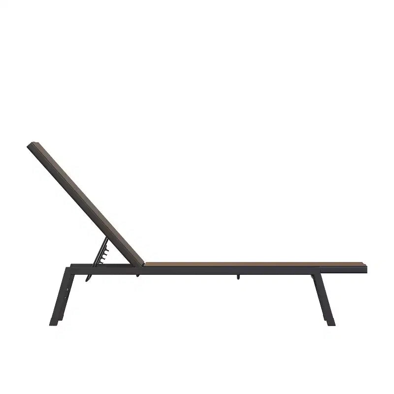 Emma and Oliver Textilene Adjustable 5 Position Patio Chaise Lounge and Metal Frame