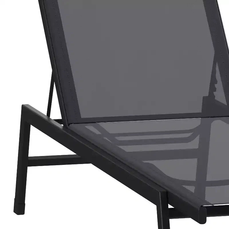 Emma and Oliver Textilene Adjustable 5 Position Patio Chaise Lounge and Metal Frame