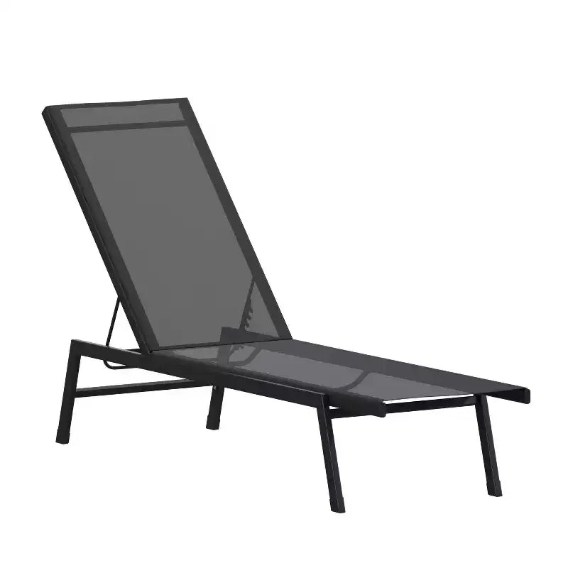 Emma and Oliver Textilene Adjustable 5 Position Patio Chaise Lounge and Metal Frame