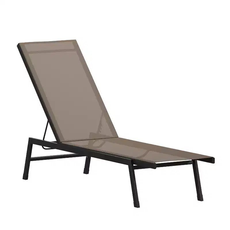 Emma and Oliver Textilene Adjustable 5 Position Patio Chaise Lounge and Metal Frame