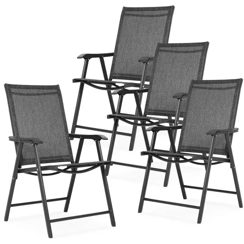 Aoodor Patio Folding Chairs 4-Pack Portable Dining Chairs Outdoor Textilene Sling Chairs for Camping, Pool, Backyard