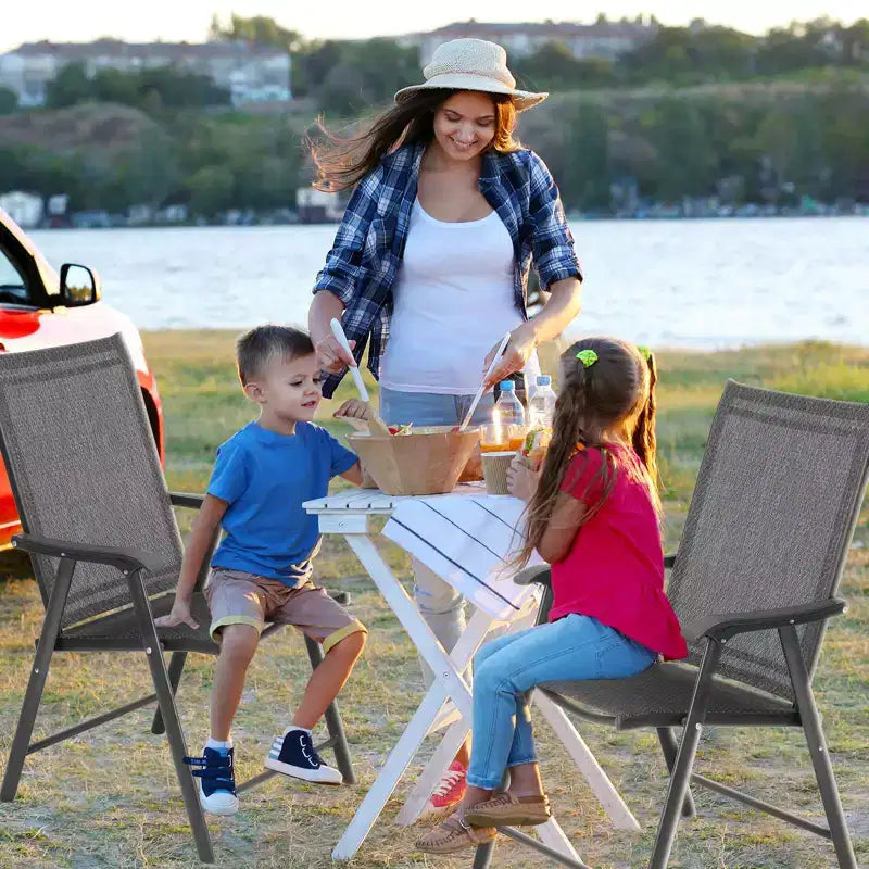 Aoodor Patio Folding Chairs 4-Pack Portable Dining Chairs Outdoor Textilene Sling Chairs for Camping, Pool, Backyard
