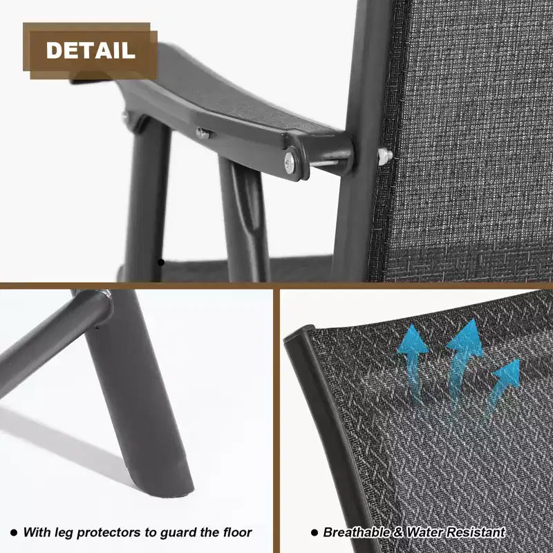 Aoodor Patio Folding Chairs 4-Pack Portable Dining Chairs Outdoor Textilene Sling Chairs for Camping, Pool, Backyard