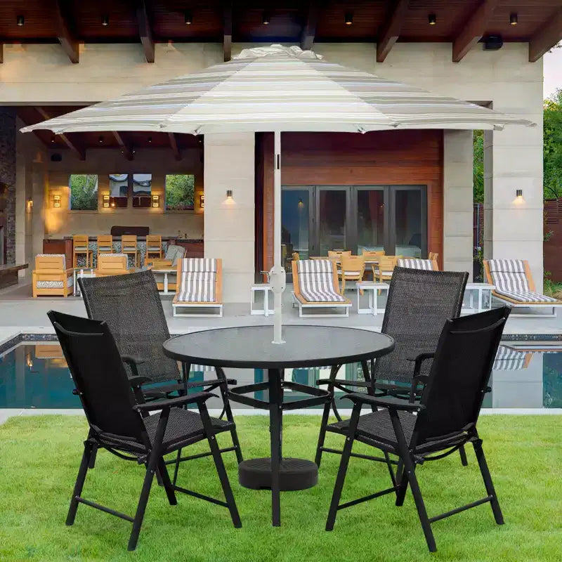 Aoodor Patio Folding Chairs 4-Pack Portable Dining Chairs Outdoor Textilene Sling Chairs for Camping, Pool, Backyard