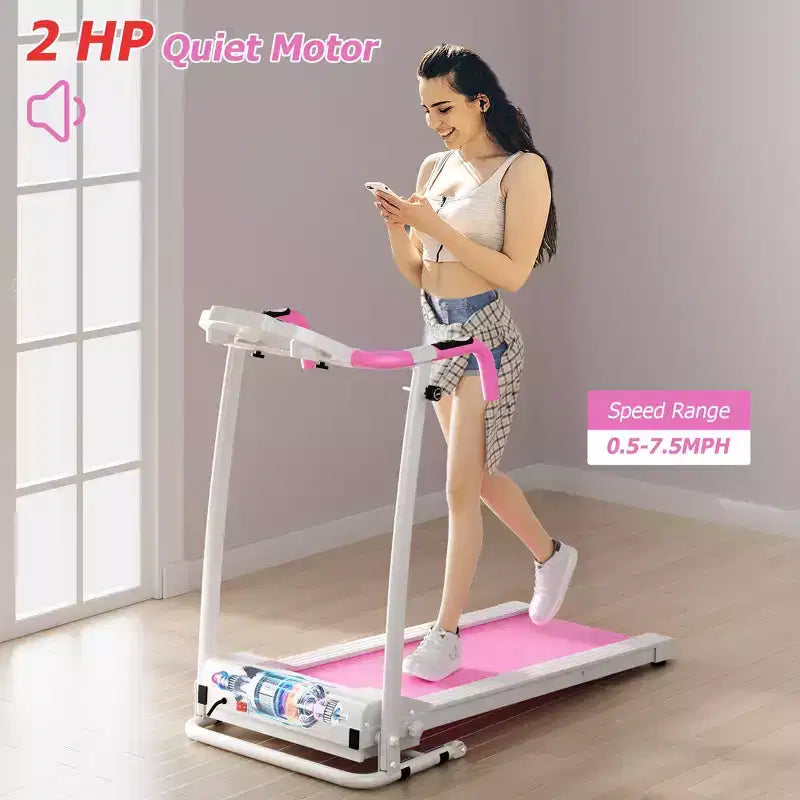 Costway 2 HP Folding Treadmill Motorized Running Machine 12 Preset Program & LCD Display Black/White