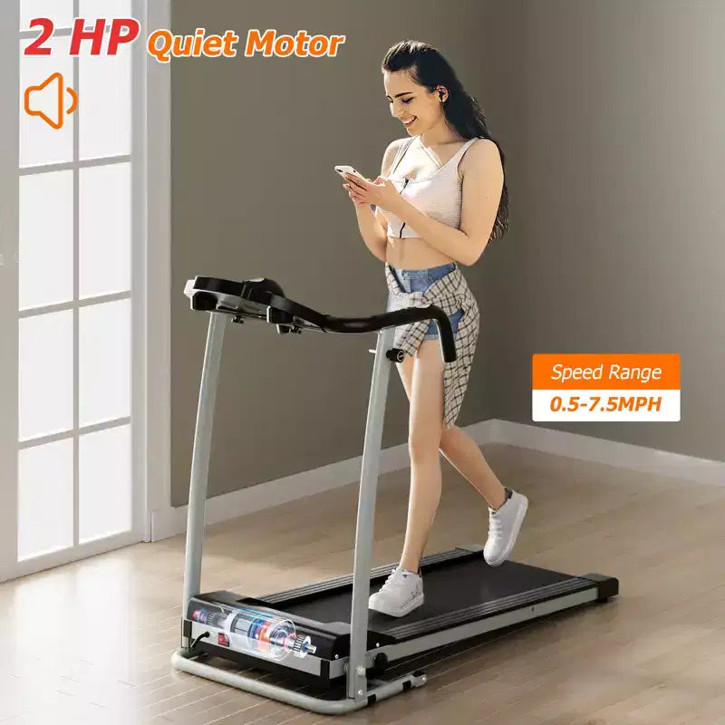 Costway 2 HP Folding Treadmill Motorized Running Machine 12 Preset Program & LCD Display Black/White