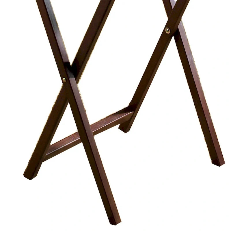 PJ Wood Folding TV Tray Tables with Compact Storage Rack, Espresso, 5 Piece Set - 36.38