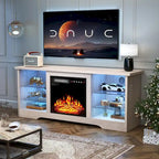 Bossin 58 Fireplace TV Stand with 18 Electric Fireplace,Modern Entertainment Center for 65 TVs,TV Console