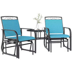 Outsunny Outdoor Glider Chairs with Coffee Table, Patio 2-Seat Rocking Chair Swing with Breathable Sling for Backyard, Garden and Porch