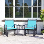 Outsunny Outdoor Glider Chairs with Coffee Table, Patio 2-Seat Rocking Chair Swing with Breathable Sling for Backyard, Garden and Porch