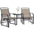Outsunny Outdoor Glider Chairs with Coffee Table, Patio 2-Seat Rocking Chair Swing with Breathable Sling for Backyard, Garden and Porch